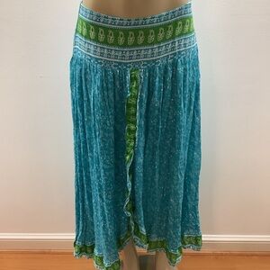 Anandas Collection Size XXL Floral Print Midi Skirt Green/Teal Accents. New